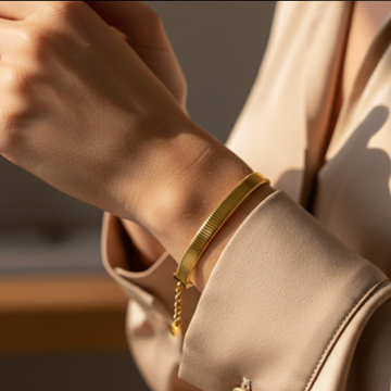 Golden Aura Flat-Link Bracelet